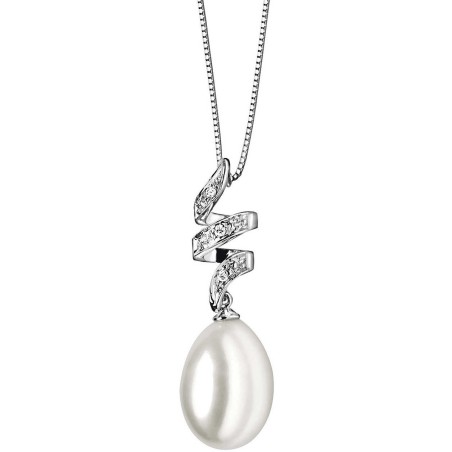 Collana Girocollo da Donna in Oro Bianco e Perla – CL79