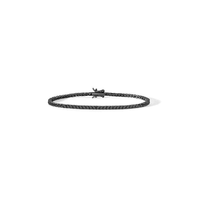 Bracciale Uomo Tennis in argento brunito con zirconi neri