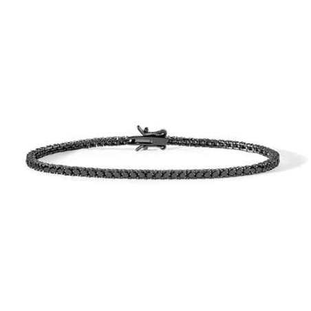 Bracciale Uomo Tennis in argento brunito con zirconi neri