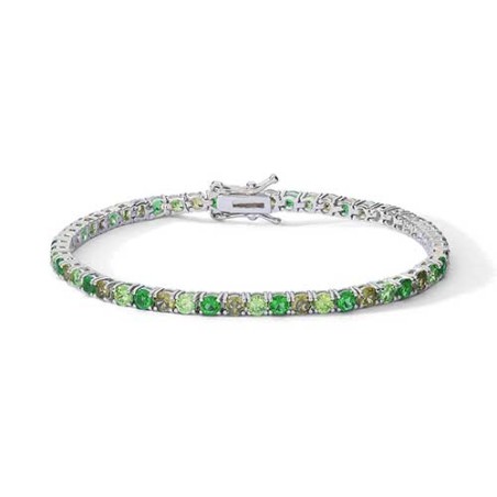 Bracciale tennis con Zirconi smeraldo, verde chiaro e peridot