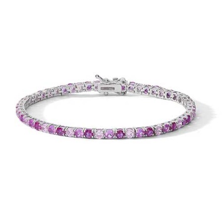 Bracciale tennis argento con Zirconi color rubino e rosa